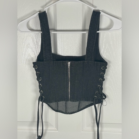 Altar’d State Denim Bustier Top Black Wash NWT XS - Picture 7 of 12